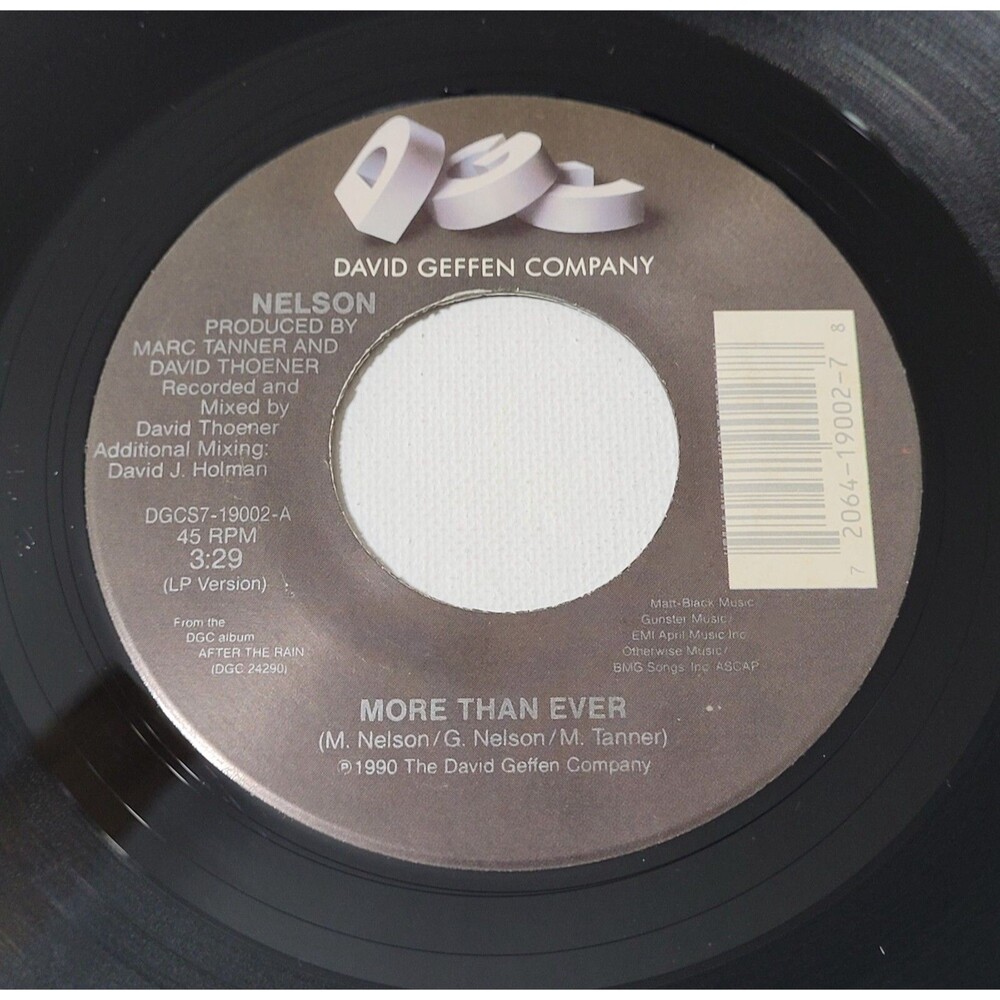 Nelson - More Than Ever / Keep One Heart - DGC 45 RPM Vinyl '91